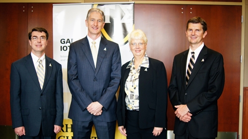 Greg Langdon, assistant director of Appalachian’s Brantley Risk & Insurance Center; Dr. Dave Wood, director of the Brantley Center; Dr. Karen Epermanis, associate professor at Appalachian; and Dr. David Marlett, chairman of the Department of Finance, Banking and Insurance.