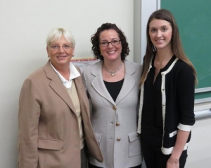 Dr. Karen Epermanis, Robin Joines, and App State Gamma Iota Sigma chapter President Cecilia Yanez