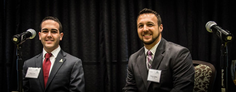 AppState 2012 graduate Danny Lewis and 2012 UNC-Charlotte graduate Charles Lindsey addressed the industry professionals at the Residential Property Insurance Symposium.